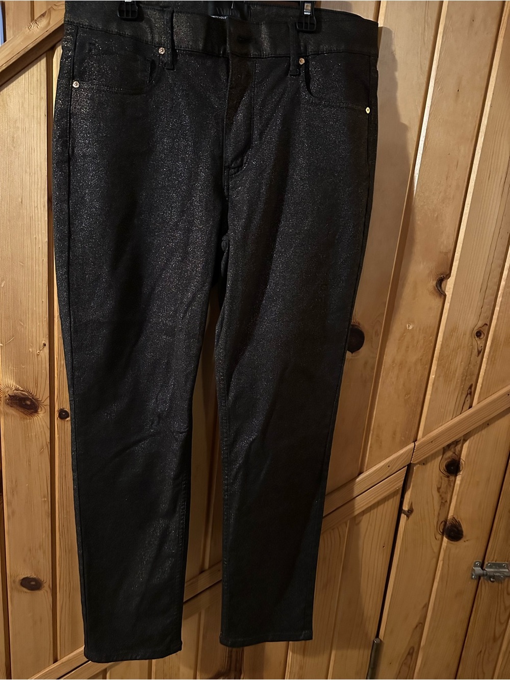 White House Black Market Black Shimmery Cropped Pants